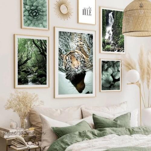 Rainforest Wildlife Plant Nature Landscape Poster Nordic Sunrise Forest Canvas Painting Print Wall Art Bedroom Decor