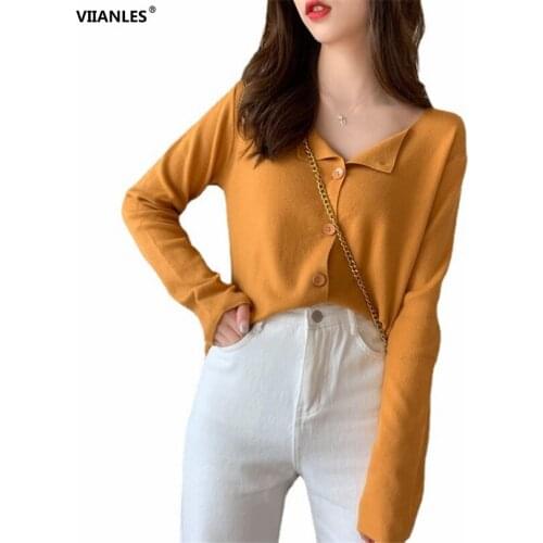 VIIANLES Sweet Knitted Cardigan WomenS Spring Casual 2021 New Fashion Solid Knitted Outer Wear Casual Sweater Mujer Clothes