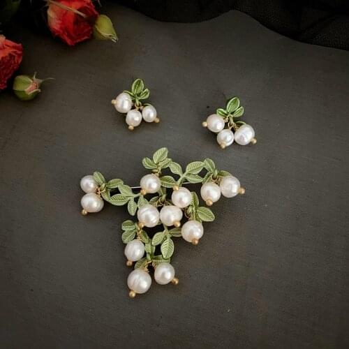 Western court retro Brooch rosenberry Danshui Pearl 925 silver pin Earrings accessories