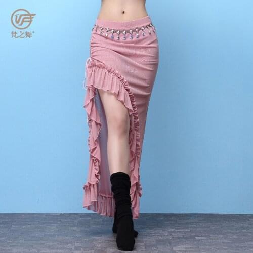 Lady Belly Dance Skirt Girls Rumba Dancing Practice Dress Female Summer Lotus Leaf Irregular Skirt Dance Practice Suit B-6891
