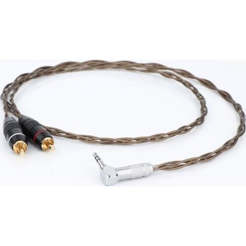 Pair Odin Silver Plated 2RCA Audio Cable To 3.5mm Right Angled Plug Audio Video Cable