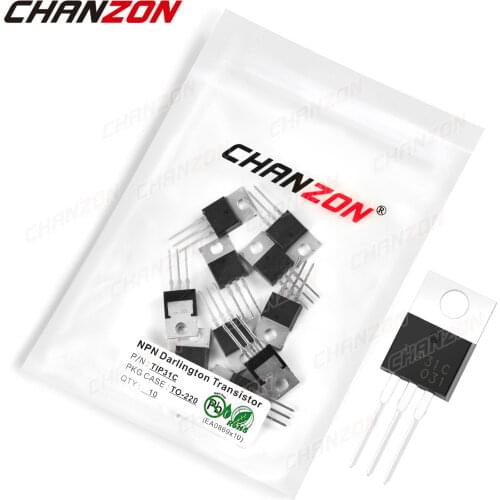 10pcs TIP31C TO-220 NPN Darlington Power Transistor Bipolar Junction BJT Powerful Triode Tube Fets 3A 100V Integrated Circuits