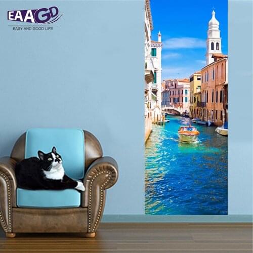 2Pcs/Set Door Decal 3D Sticker Removable Self Adhesive Vinyl Stickers