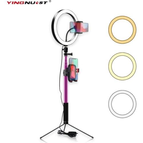 26cm LED Ring Light 5500K Photo Studio Light Photography Dimmable Video For Phone With 180CM Tripod Selfie Stick & Phone Holder