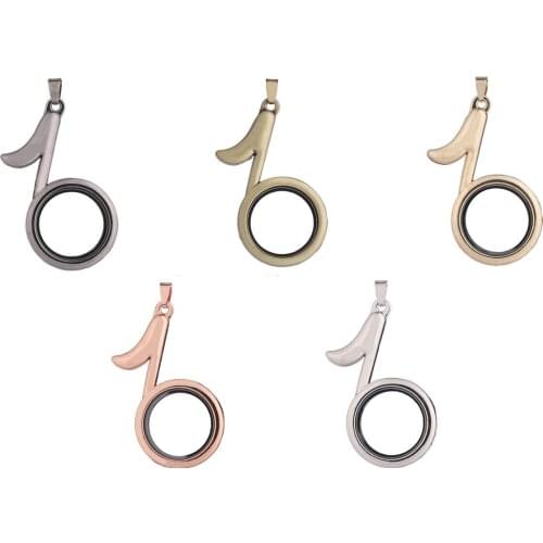 5pcs Music Note no Rhinestone Memory Floating Locket Charms plain Locket Pendant For necklace women Jewelry no chains