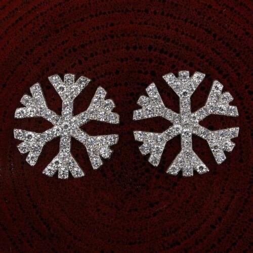 50pcs snowflake Diamond rhinestone button in silver flatback embellishment for hair bow center