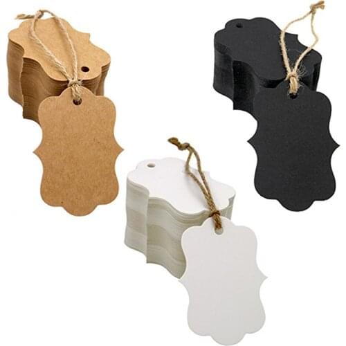 100pcs/lot 5*3cm DIY Crafts Packaging Hang Tag Label Kraft Paper Tags Luggage Wedding Gift Decorating Tag Brown/black/white