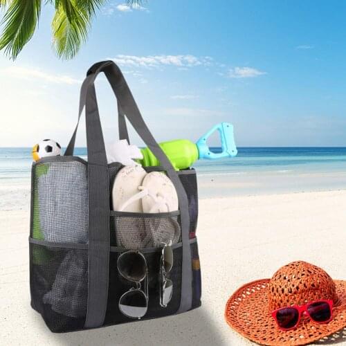 Large Beach Bag Summer Swimming Travel Mesh Storage Tote Childrens Beach Toy Storage Bag Clothes Towel Beach Net Bags