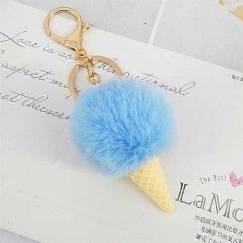 New Fur Pom Pom Keychains Fake Rabbit fur ball key chain porte clef pompom de fourrure fluffy Bag Charms bunny keychain Keyring