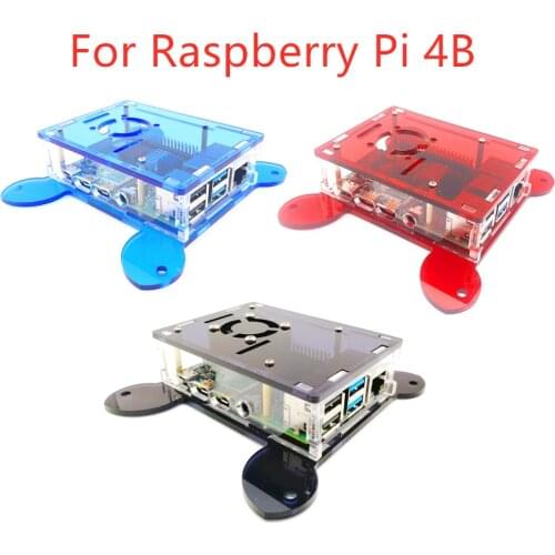 Black/Blue/Red Acrylic Case Box Wall-mounted for Raspberry Pi 4B/ Mountable Cooling F(No Raspberry Pi 4B Board )an