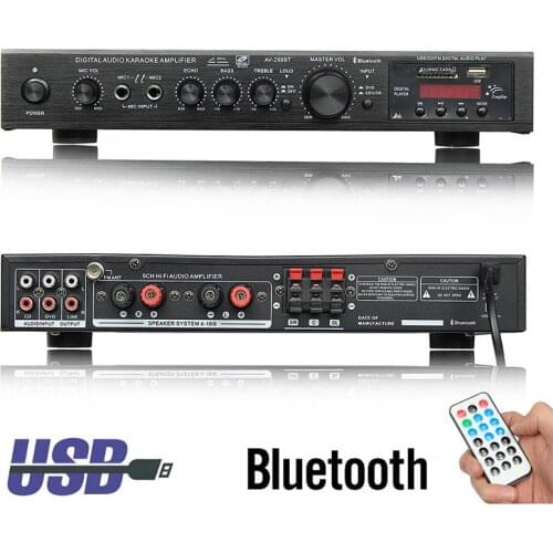 Sunbuck Bluetooth Digital Amplifier Stereo LED USB AV Power Surround 298BT High Resolution Amplificador Audio Player Subwoofer