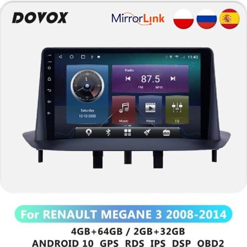 DOVOX Android 10 For Renault Megane 3 2008-2014 2 Din Car Radio GPS Naviagation Multimedia Video Player 2din Car Stereo No DVD