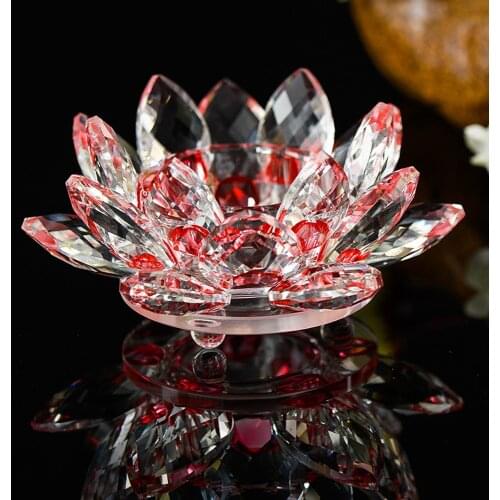 Crystal Lotus Candle Holders Multicolor Glass Flower Candle Tea Light Holder Buddhist Candlestick Kaarsenhouder Candle Stand