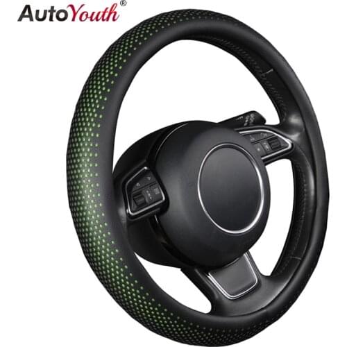 PU Leather Auto Steering Wheel Cover Hot Wheels AUTOYOUTH Green Color Fits 37-38 cm Car Styling For ford mondeo mk4 lada vesta