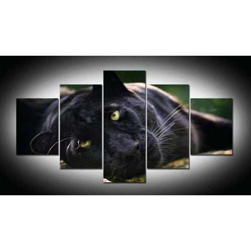 Oil Canvas Painting Modular Picture Wall Art Home Decoration 5 Panel The Leopard For Living Room Modern Printing Animal