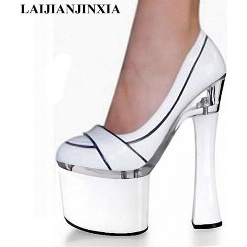 LAIJIANJINXIA Dancing Sexy 18cm High Heels Dancing Night Club Party Modern Dance Shoes Women Platform Pole Dance Pumps Shoes