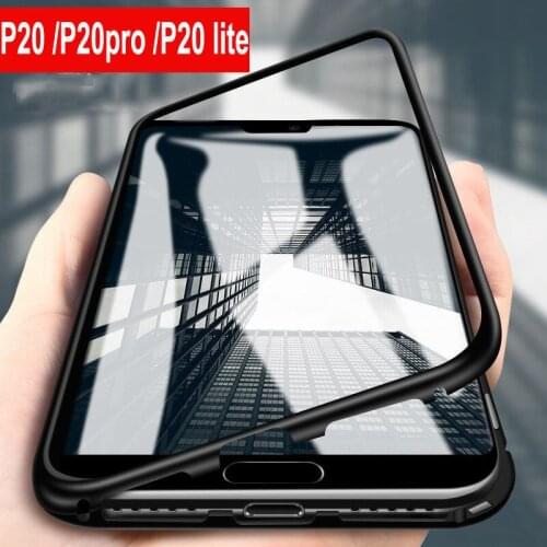 Magnetic Adsorption Metal Case For Huawei P20 P20pro P20lite Phone Case Magneto Tempered Glass Cover P20 pro P20 lite Case shell