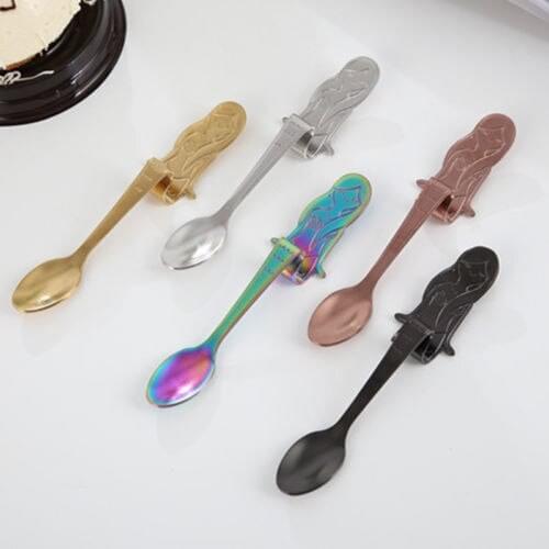 Cute Mermaid Style Easily Match Spoons Mermaid Coffee Spoon Curved Stainless Steel Condiment Spoon Kitchen