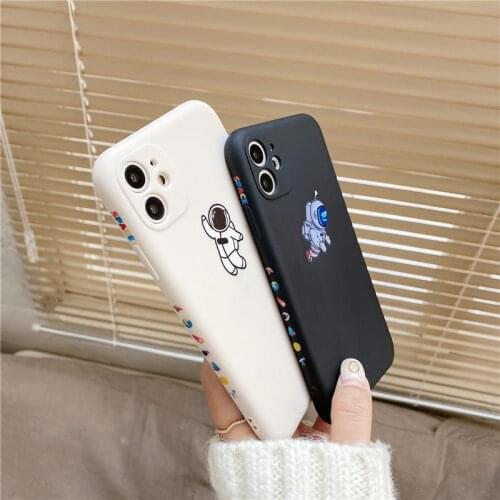 Soft Shockproof Cute Astronaut Phone Case For iPhone 11 12 Pro Max XS Max X XR 7 8 Plus SE 2020 Mini Bumper Back Cover