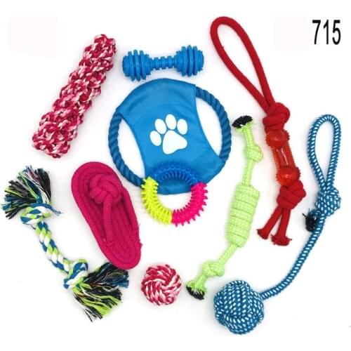 10pcs Dog Toys Set Puppy Chew Toys Durable Cotton Rope Knot Molar Bite Ball Pet Training Toys For Small Medium Dog Clean Teeth