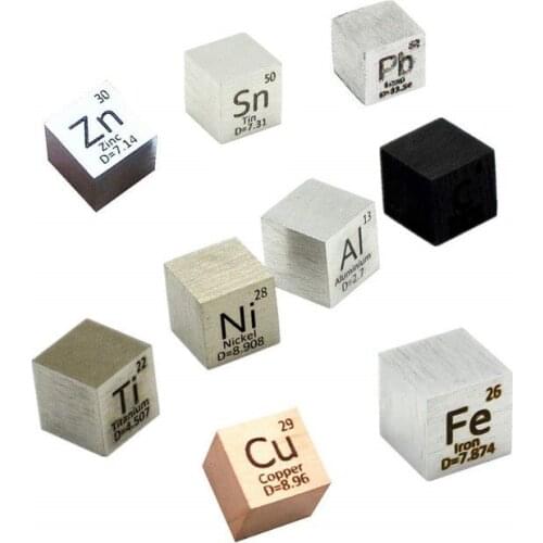 9 PCS Element Metal Cube Set 10mm Density Periodic Table Element Up 99.99% Purity Cu Titanium C Lead Ni Sn Zinc Al