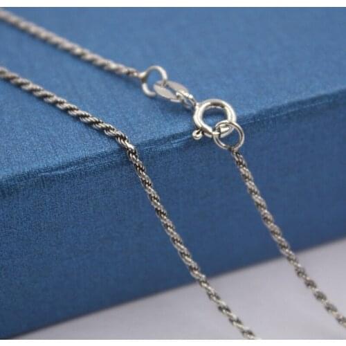 New Fine Pure S925 Silver Chain Women Men 1.3mm Rope Link chain 18inch 3-4g