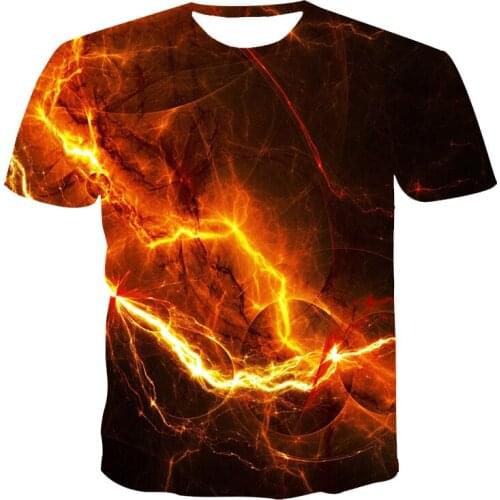 The Latest 3D Color Printing Pattern Water And Fire Short-Sleeved Personalized Round Neck Pullover XXS-6XL Plus Size T-Shirt