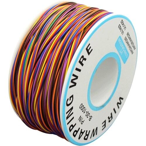 One Roll 8 Colors 30AWG Wire Wrapping Wire, Tinned Copper Solid, PVC insulation