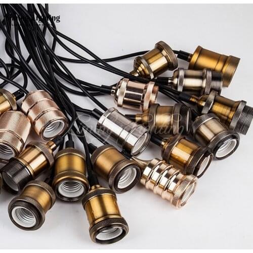 Wholesale Loft Retro E27 E26 Lamp Holder Aluminum Plating Nostalgic Bar Bases Vintage Pendant Light UL/110V/220V socket led bulb