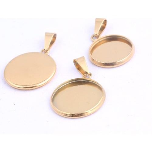 10pcs Fit 12mm 14mm 20mm Cabochon Base Settings Diy gold plated Charm Pendant Bezel Trays Diy With Pendant Bails
