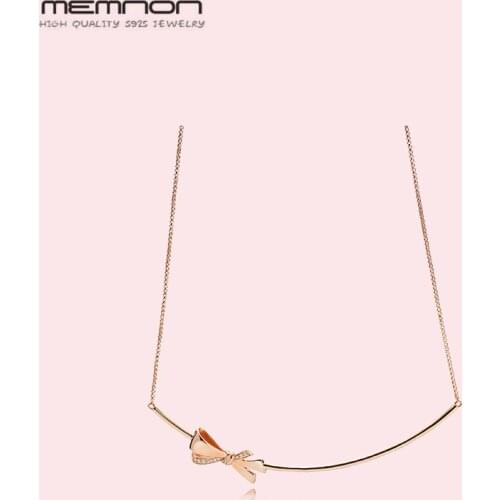Memnon rose gold bow link chain Necklaces for Women 925 sterling silver bow pendant silver 925 necklace Fine Jewelry NC7233R