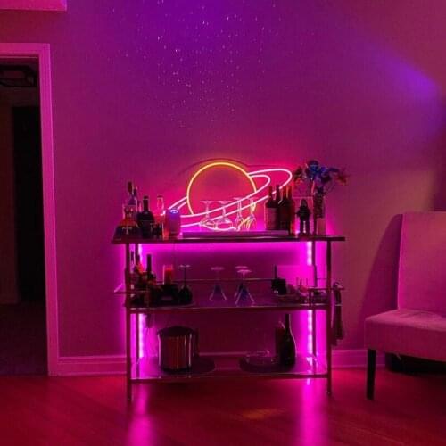 Planet Saturn Neon Sign Custom Neon Sign Space Sign Wall Decor Space Lamp Home Room Art Decor Flex Led Light Streamer Backdrop