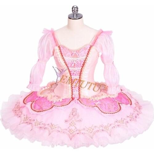 Fairy Doll Professional Ballet Tutu Adult Child Pink Professional Ballet Tutu Puff Sleeves Competition Performance Tutu Costume