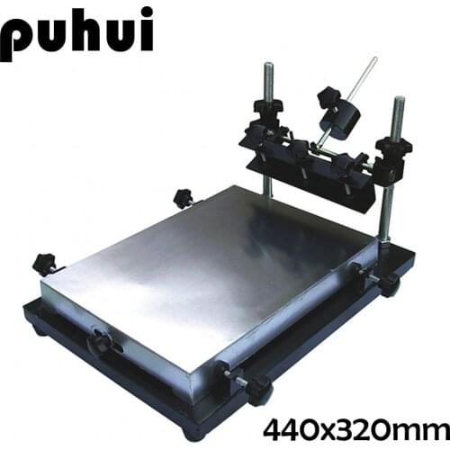 PUHUI Manual Solder Paste Printer SMT Stencil Printer 440x320mm Middle Size Manual Stencil Printer Machine Silk Printing Machine