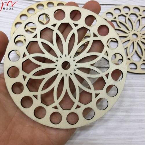 20 pieceslaser cut hollow wooden bottoms for crochet basket blank wooden coasters wood craft circle 10cm