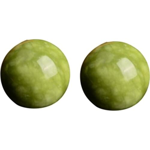 2PCS Marble Jade Baoding Chinese Health Stress Exercise Balls for Relaxation Relief Therapy Hand Care Tool