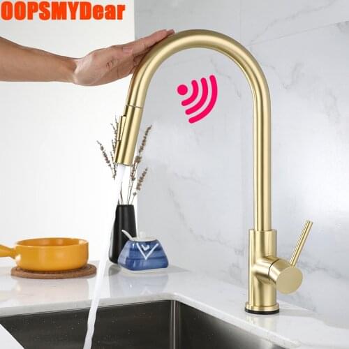 Touch Sensor Faucet Kitchen Smart Flexible Tap Sink Hot Cold Mixer Crane Modern Deck Mounted Grifo Stainless Steel Kraan Faucets