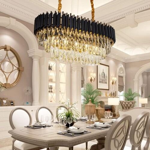 Modern rectangle Chandelier Crystal Lights for Living Room Dining Room Gold Crystal LED Luxury Chandeliers Lighting