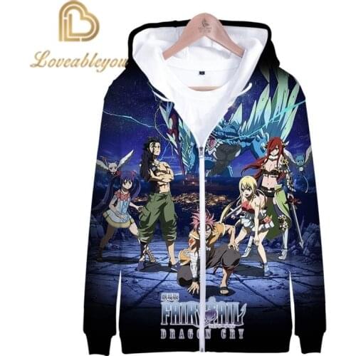 Fairy Tail Hoodies Sweatshirt Men Women Children Zipper Pullovers Hoodie Winter Cotton Fairy Tail Long Sleeve Clothing
