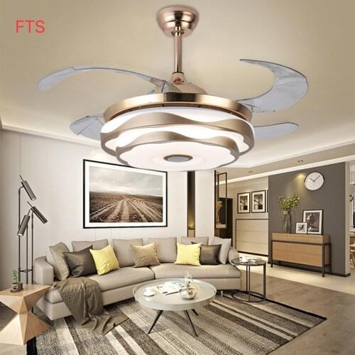 Modern Nordic Stealth Fan Light Ceiling Fan Light Home Dining Living Room Bedroom with Bluetooth Audio Integrated Mute