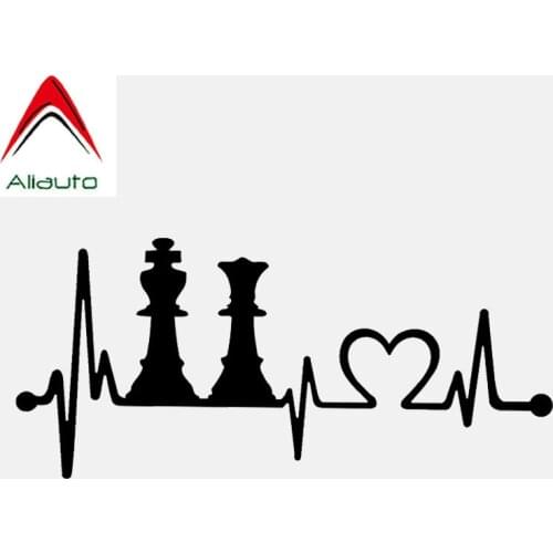 Aliauto Funny Car Sticker King Queen Chess Set Heartbeat Vinyl Motorcycles Decoration Reflective Creative Decals,15cm*6cm