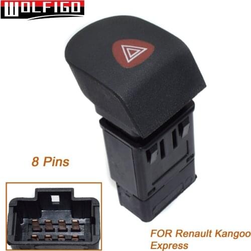 WOLFIGO Hazard Emergency Light Warnning Switch Fit For RENAULT Kangoo I Express 7700 308 821,7700308821,5768045 New