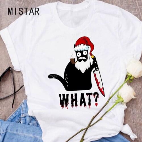 Women Graphic Cat Animal Funny Scary Print 90s Autumn Fall Halloween T Shirt Lady Tees Tops Female short sleeve Women T-Shirt