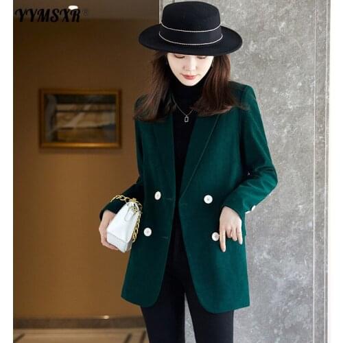 High Quality Womens Plus Size Suit 2021 Autumn and Winter Korean Loose Double-breasted Temperament Long-sleeved Ladies Jacket