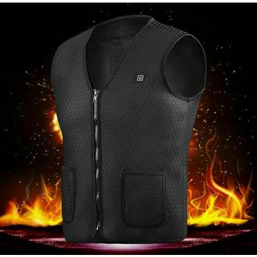 Men Outdoor USB Infrared Heating Vest Jacket Winter Flexible Electric Thermal Clothing Waistcoat For Sports Hiking Camping