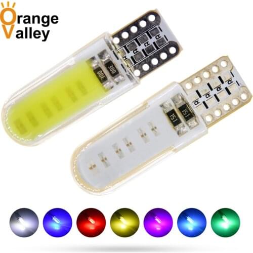 100Pcs T10 W5W 194 501 Auto COB 12chips Car Leds Silica gel Wedge Light Interior Backup Lamps Bulbs DC 12V