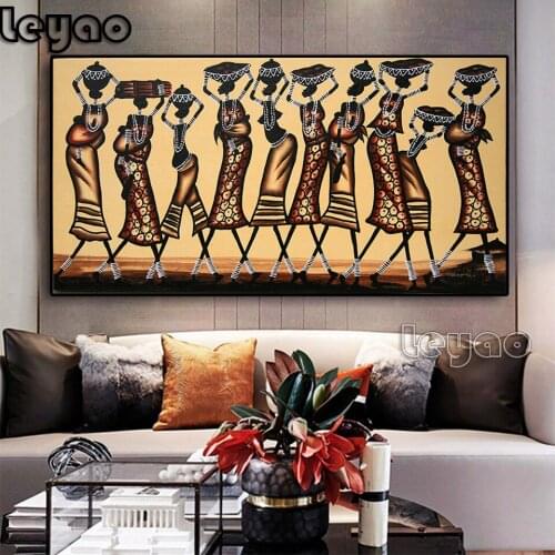 Large size Abstract African Woman Diamond Painting Cross Stitch Kits Wall Art Picture for Living Room Home Cuadros Decor