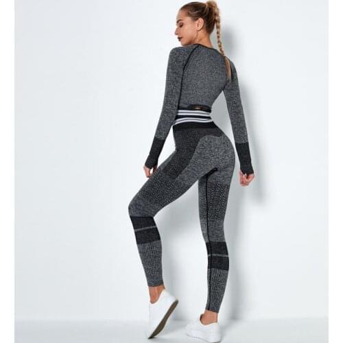 ATHVOTAR Silm Yoga Tummy Control Womens Tracksuit Workout Womens Sports Top Yoga Suit for Silm Fitness Sportswear