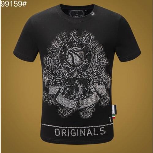 New Fashion Brand Men T-shirt Round Neck Short Sleeve 3D Printed T-shirt Men Plein Skull Hip Hop Street Sportswear Black Tops