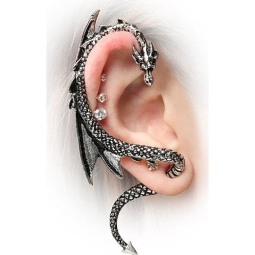 Personality Gothic Punk Rock Vintage Dragon Ear Cuff Earrings For Women Men Earcuff